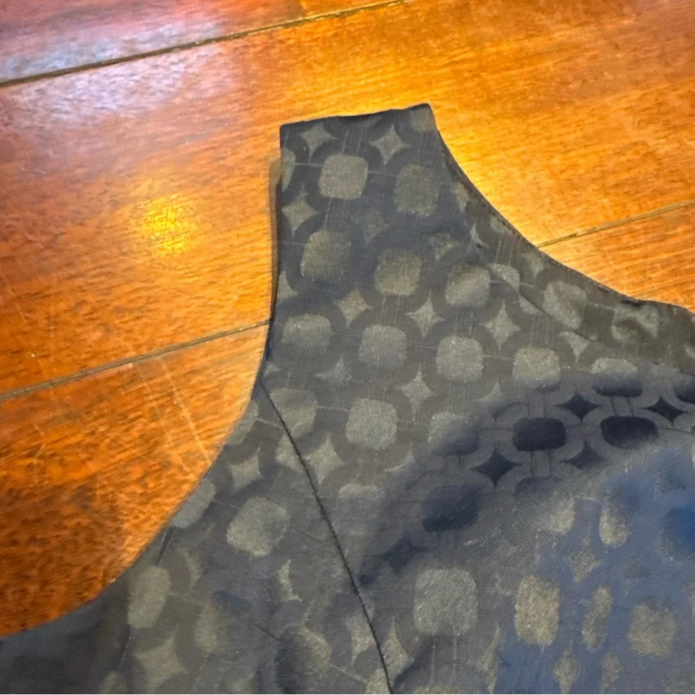 Banana Republic Size 4 Sleeveless Navy Blue Belted Dress With Abstract Pattern - Picture 3 of 4